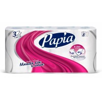 "Papia" Туалетная бумага 3-х сл. 8 рул/уп 7уп/кор (5036604)